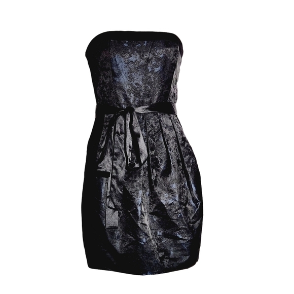 Rachel zoe mini black blue pleated strapless mini dress SZ: 6